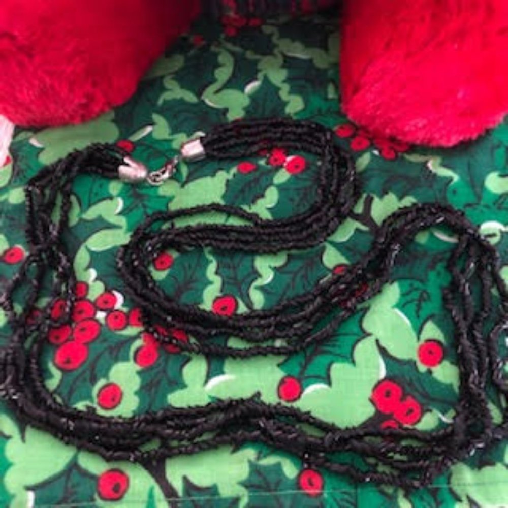 Four Strands Onyx Necklace with Lobster Clasp